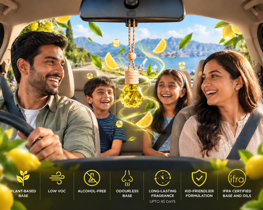 Luxury Car freshener - Alcohol-Free, Plant Based - 10 ml FRESH LEMON | Lasts upto 45 days