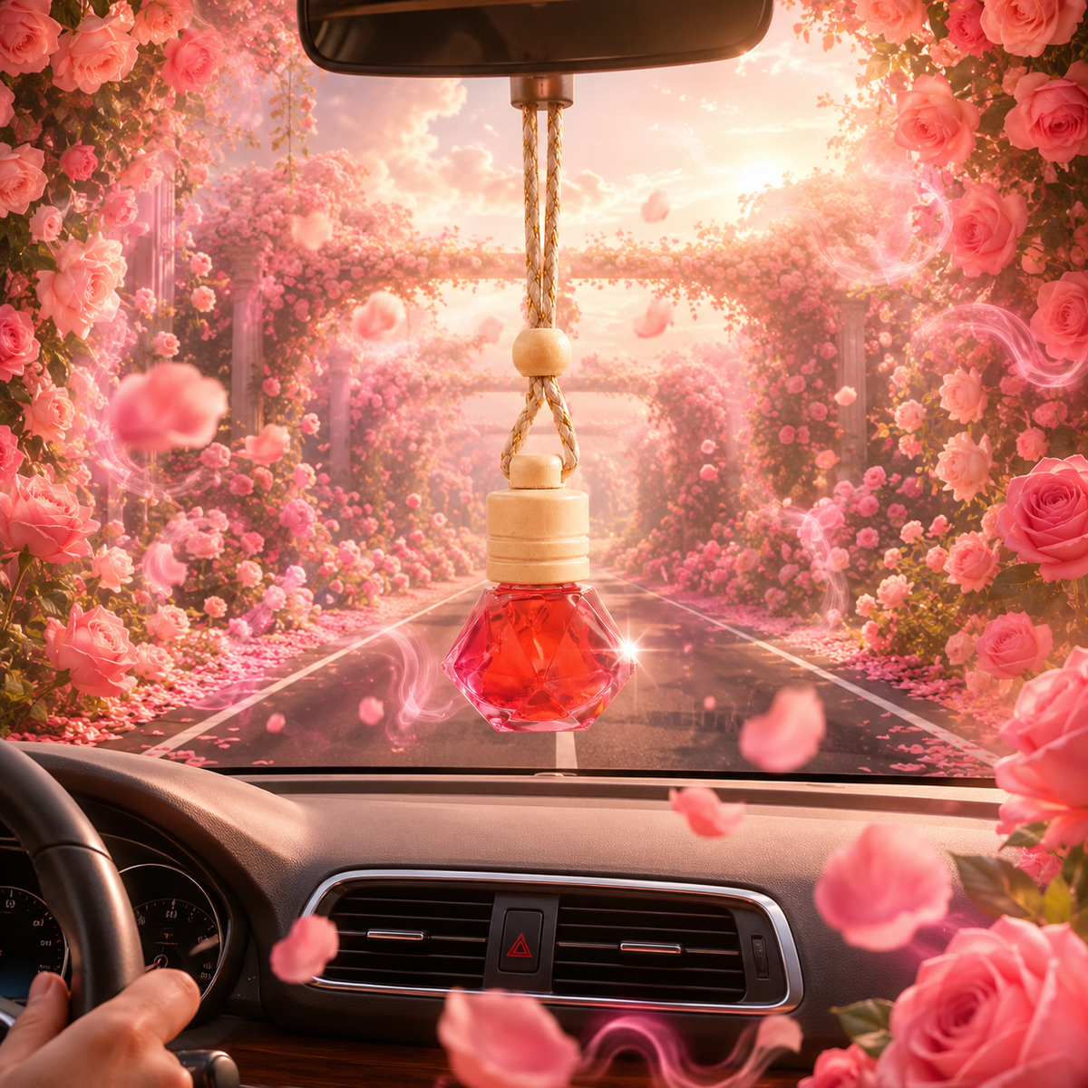 Luxury Car freshener - Alcohol-Free, Plant Based  - 10 ml ROSE | Lasts upto 45 days