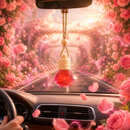 Luxury Car freshener - Alcohol-Free, Plant Based  - 10 ml ROSE | Lasts upto 45 days