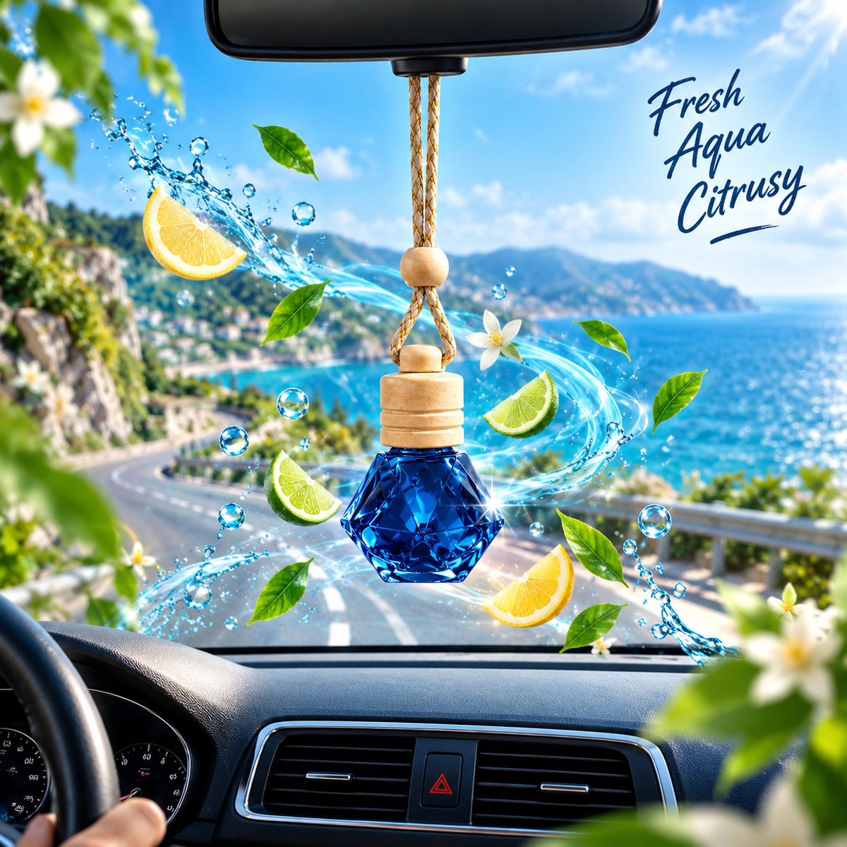 Luxury Car freshener - Alcohol-Free, Plant Based  - 10 ml FRESH AQUA | Lasts upto 45 days