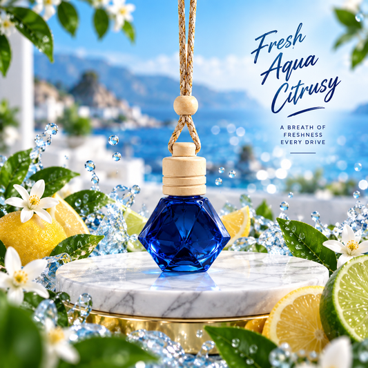 Luxury Car freshener - Alcohol-Free, Plant Based  - 10 ml FRESH AQUA | Lasts upto 45 days