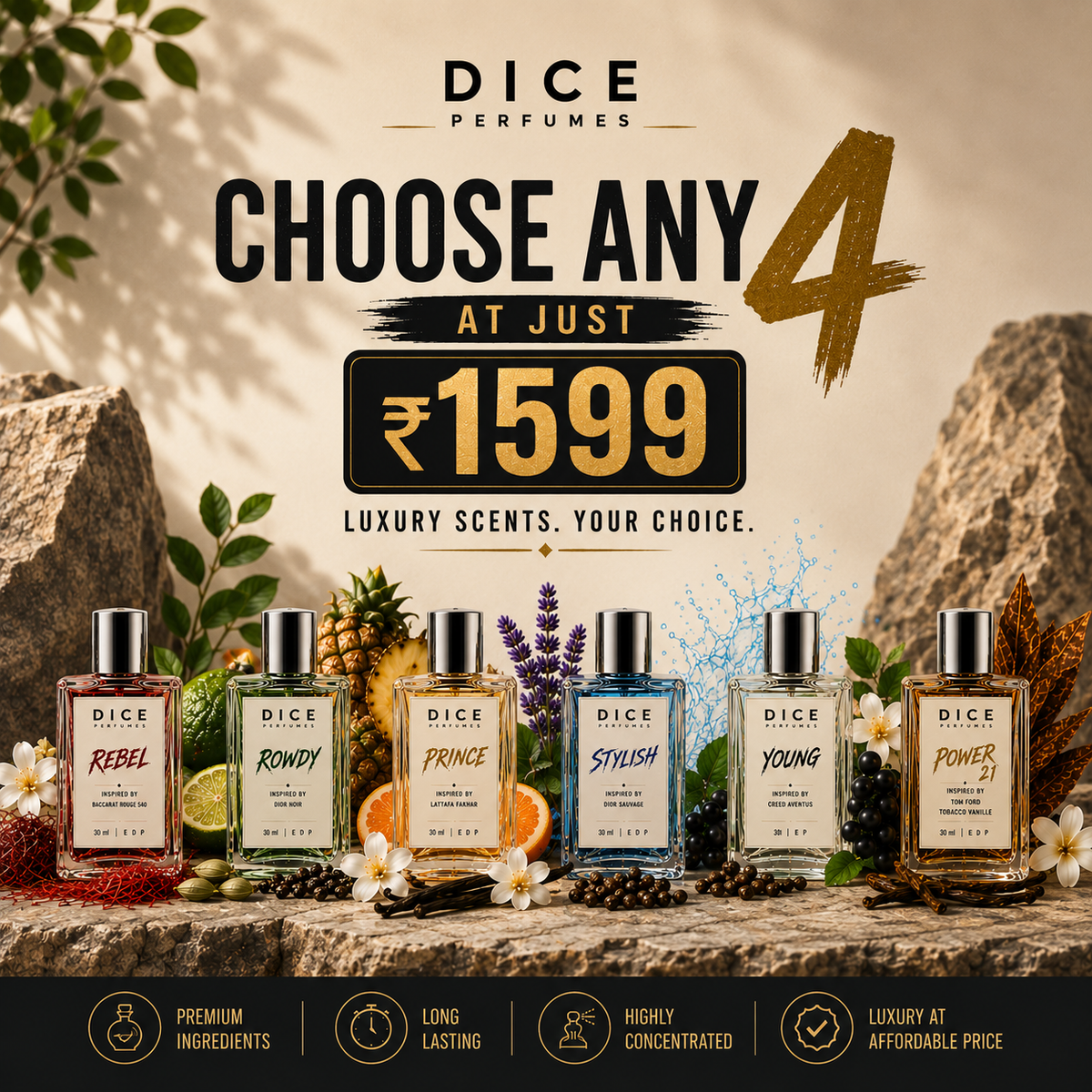 DICE Perfumes luxury inspired fragrance bottle