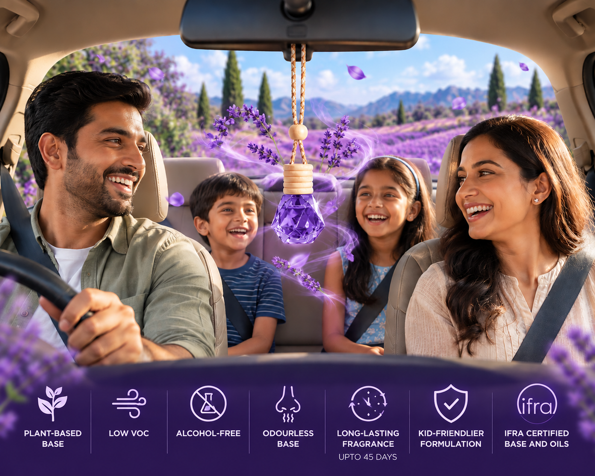 Luxury Car freshener - Alcohol-Free, Plant Based  - 10 ml LAVENDER | Lasts upto 45 days