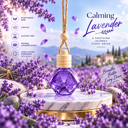Luxury Car freshener - Alcohol-Free, Plant Based  - 10 ml LAVENDER | Lasts upto 45 days